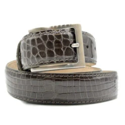 Zelli Genuine Alligator Dress Belt - Taupe Brown