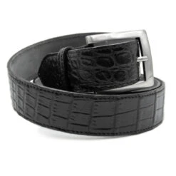 Zelli Genuine Black Matte Nile Crocodile Italian Dress Belt