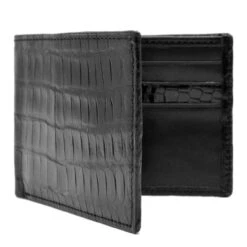 Zelli Genuine Crocodile Bi-Fold Wallet - Black