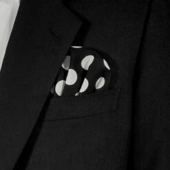 Large Black Polka Dots - 100% Cotton Pre-Folded Pocket Square Insert