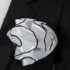 White Satin 2-in-1 Pouf Round Pocket Square With Black Trim -Fashion Formal Wear Store black A 76935.1678992458