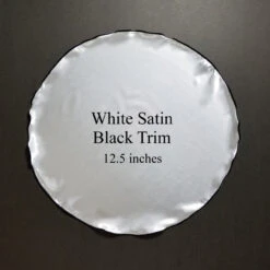White Satin 2-in-1 Pouf Round Pocket Square With Black Trim -Fashion Formal Wear Store black5 46081.1678992483