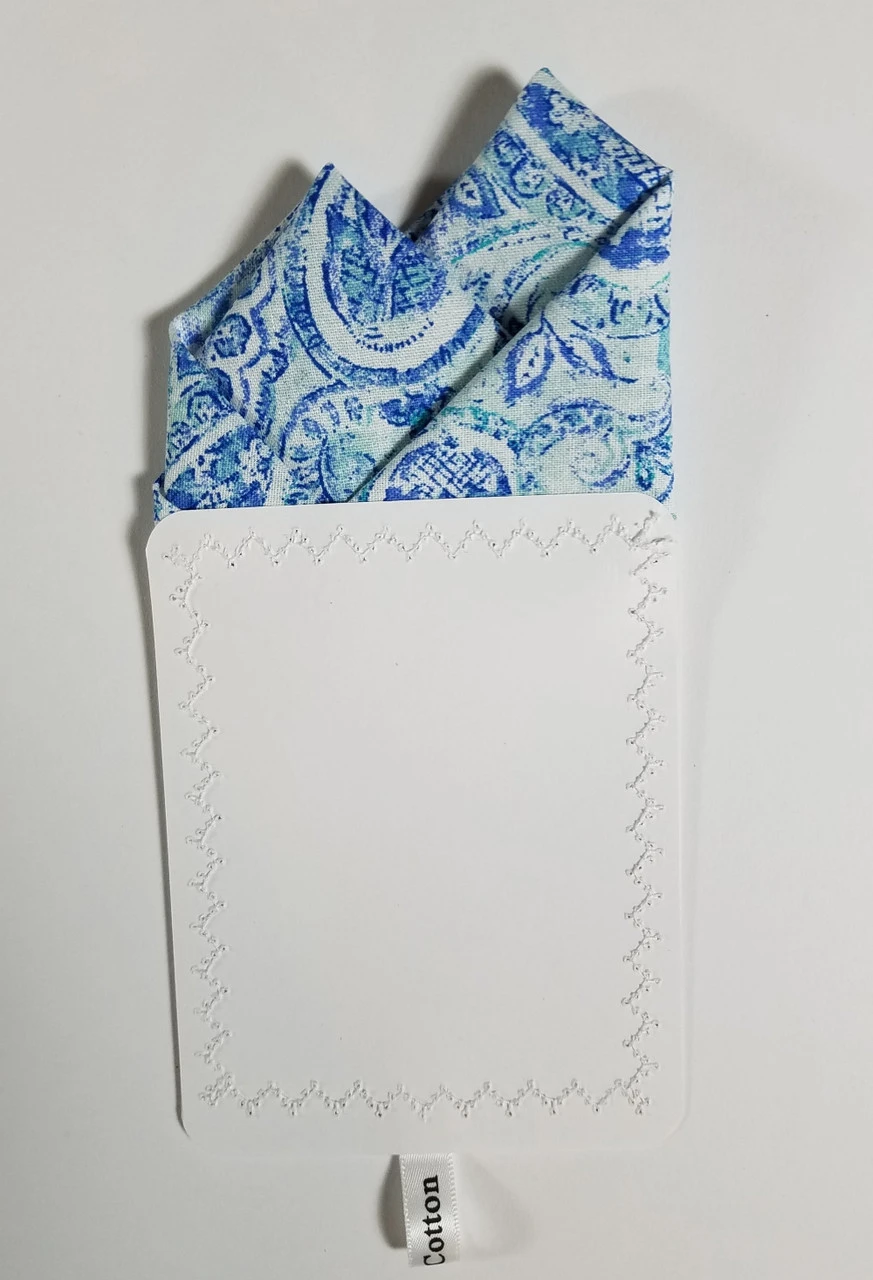 Blue Paisley 100% Cotton Pre-Folded Pocket Square Handkerchief Insert - 2 Point 7 Blue Paisley 100% Cotton Pre-Folded Pocket Square Handkerchief Insert - 2 Point - Image 5