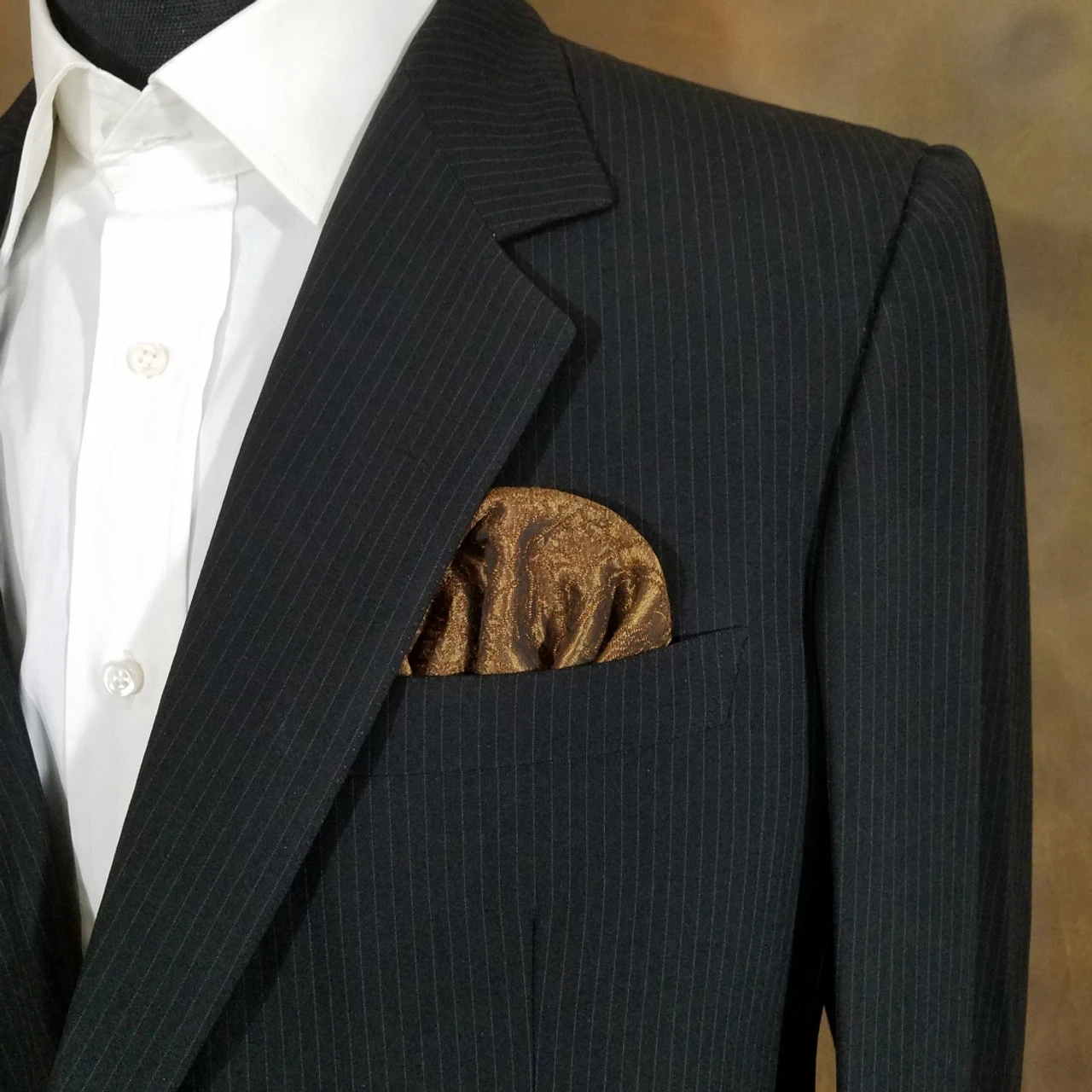 Bronze 100% Jacquard Silk Pre-Folded Pocket Square Insert 4 Bronze 100% Jacquard Silk Pre-Folded Pocket Square Insert - Image 2