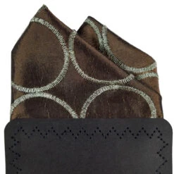 100% Silk Bronze Stitch Circles Pre-Folded Pocket Square Insert -Fashion Formal Wear Store bronze Circle3 47662.1668811767