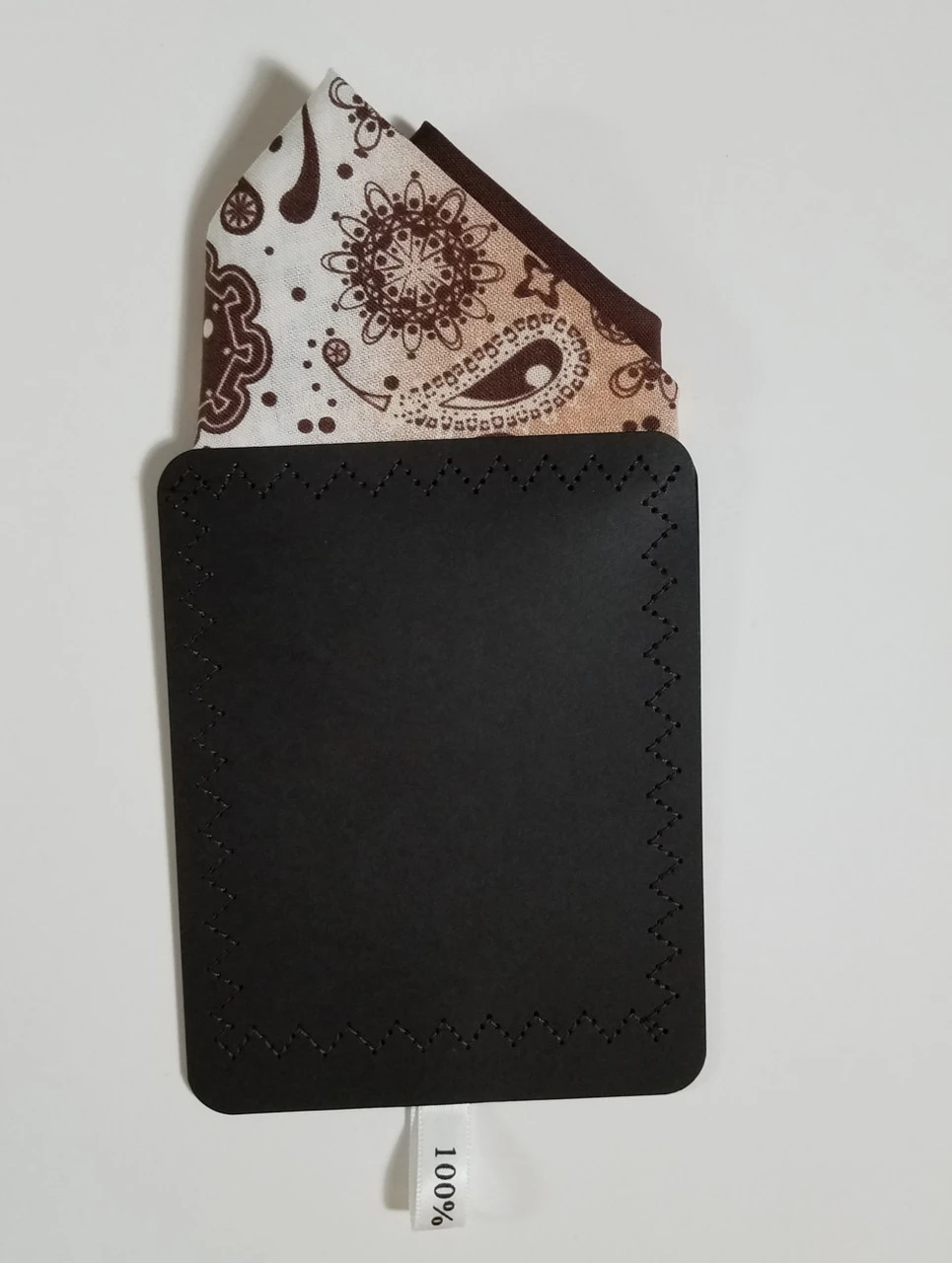 100% Cotton Pre-Folded Pocket Square Handkerchief Insert - Brown Paisley 5 100% Cotton Pre-Folded Pocket Square Handkerchief Insert - Brown Paisley - Image 3