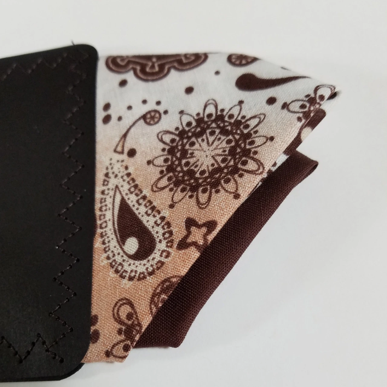 100% Cotton Pre-Folded Pocket Square Handkerchief Insert - Brown Paisley 7 100% Cotton Pre-Folded Pocket Square Handkerchief Insert - Brown Paisley - Image 5