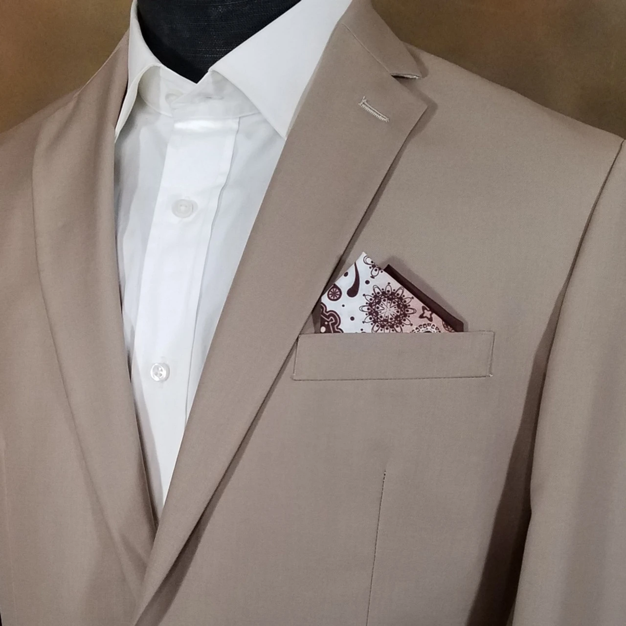 100% Cotton Pre-Folded Pocket Square Handkerchief Insert - Brown Paisley 4 100% Cotton Pre-Folded Pocket Square Handkerchief Insert - Brown Paisley - Image 2