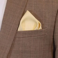 Men's Buttercream 100% Linen Pre-Folded Pocket Square Insert - Point Design