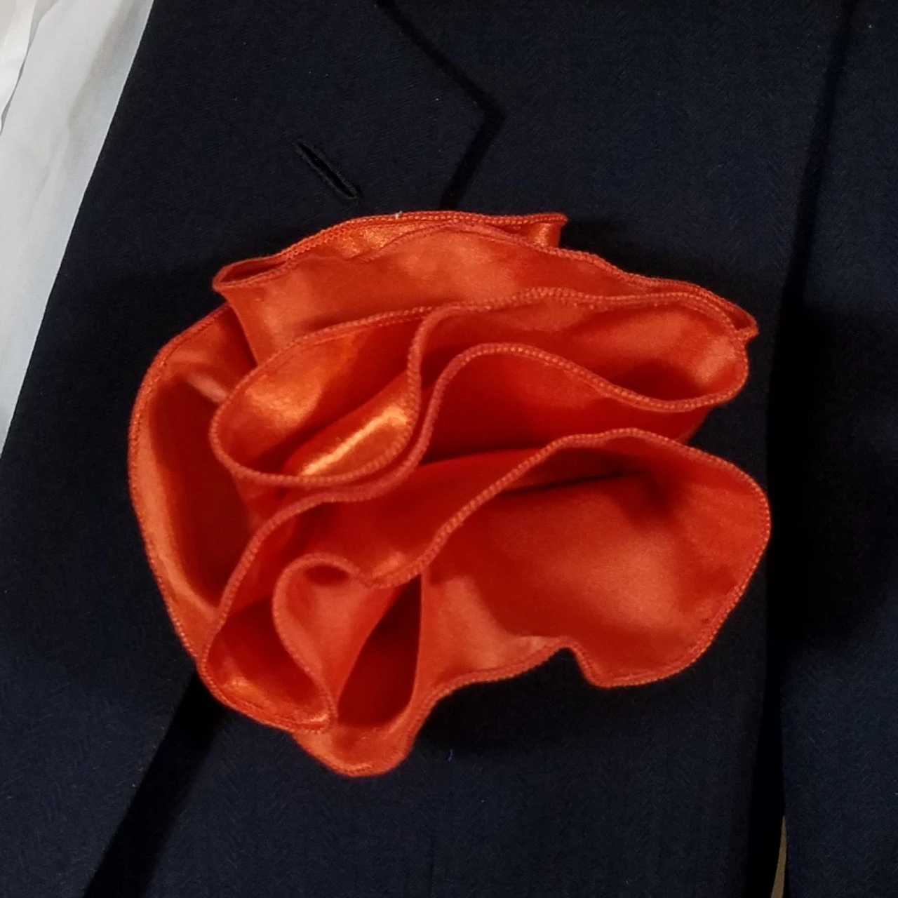 Antonio Ricci 2-in-1 Pouf Round Pocket Square - Copper Tone Orange 3 Antonio Ricci 2-in-1 Pouf Round Pocket Square - Copper Tone Orange
