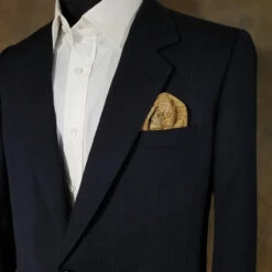 Silk Blend Pre-Folded Fan Design Pocket Square Insert - Gold & Brown -Fashion Formal Wear Store goldrayon silk 96961.1646153680