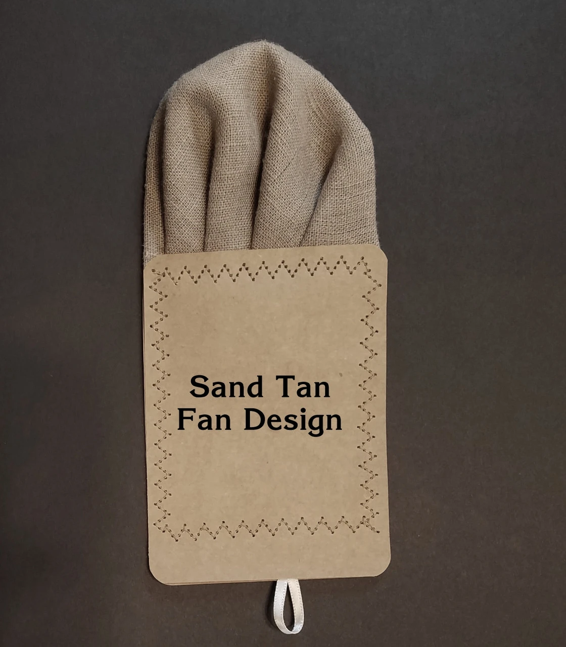 Men's Sand Tan 100% Linen Pre-Folded Pocket Square Insert - Fan Design 7 Men's Sand Tan 100% Linen Pre-Folded Pocket Square Insert - Fan Design - Image 5