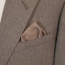 Men's Sand Tan 100% Linen Pre-Folded Pocket Square Insert - Point Design