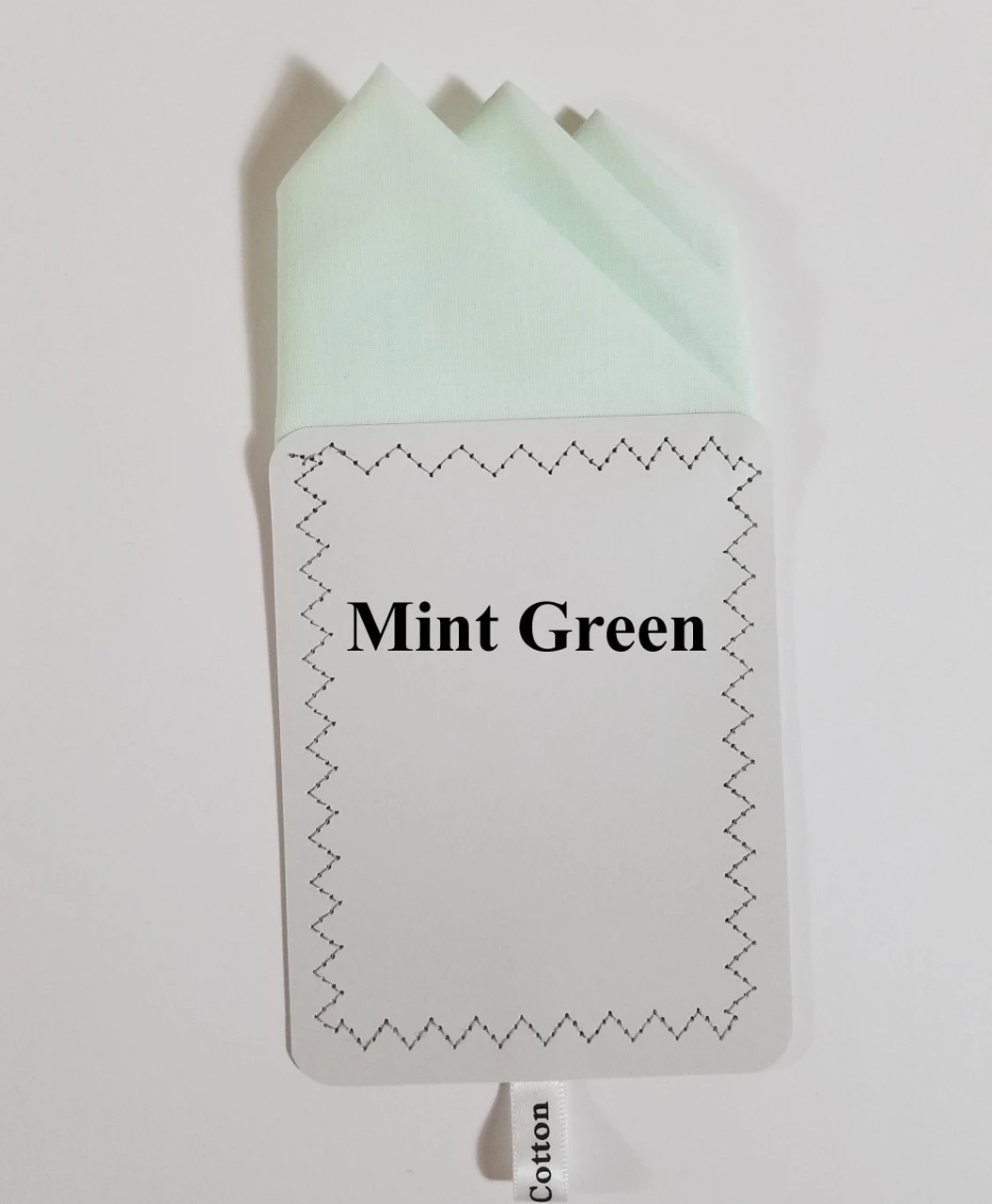 Mint Green 100% Cotton Pre-Folded Pocket Square Handkerchief Insert 6 Mint Green 100% Cotton Pre-Folded Pocket Square Handkerchief Insert - Image 4