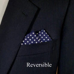 100% Cotton Pre-Folded Pocket Square Handkerchief Insert - Navy Polka Dot -Fashion Formal Wear Store navy dot 2 09477.1683993439