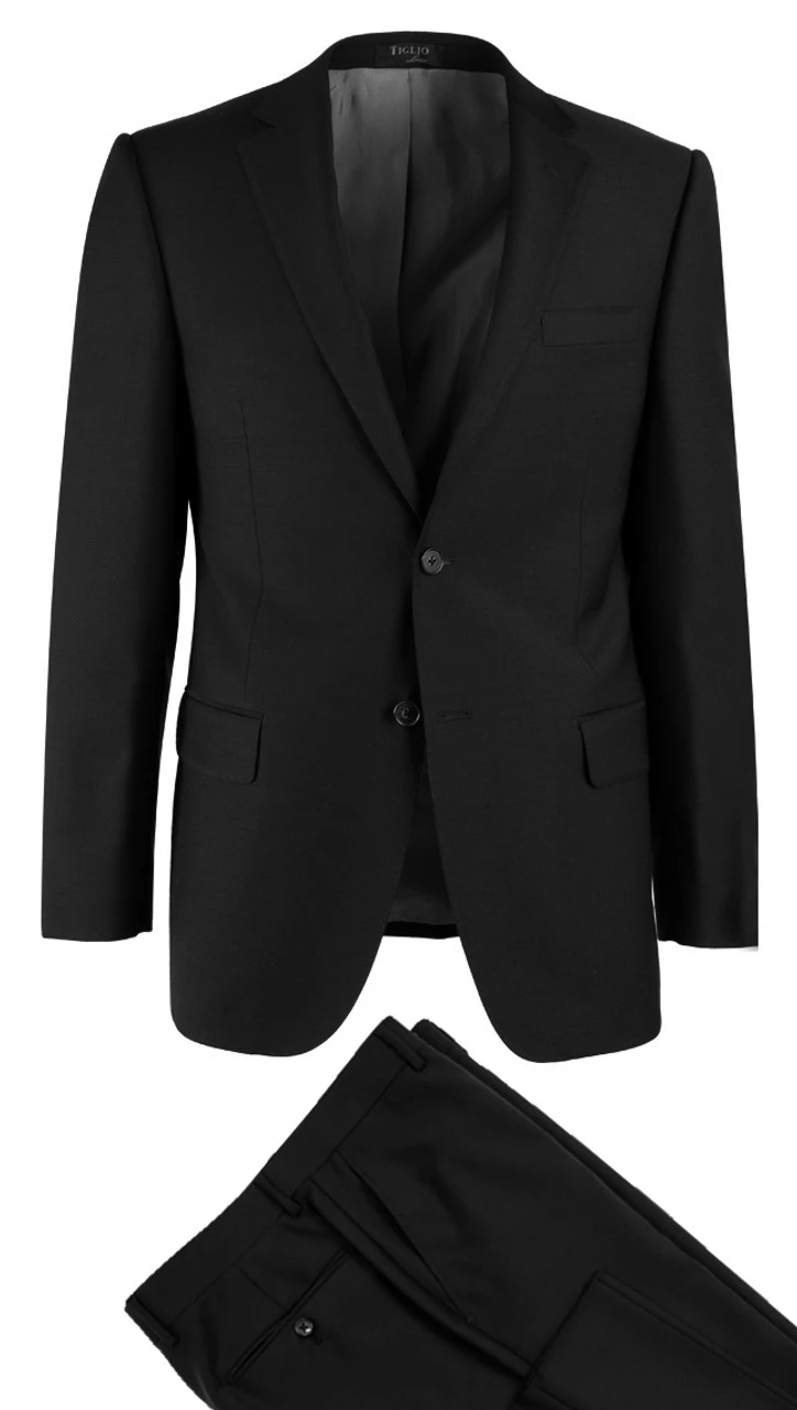 Tiglio Modern Fit Italian Wool Suit - Black 3 Tiglio Modern Fit Italian Wool Suit - Black