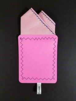 100% Cotton Pre-Folded Pocket Square Handkerchief Insert - Blue On Pink -Fashion Formal Wear Store pink stitch3 65095.1651184550