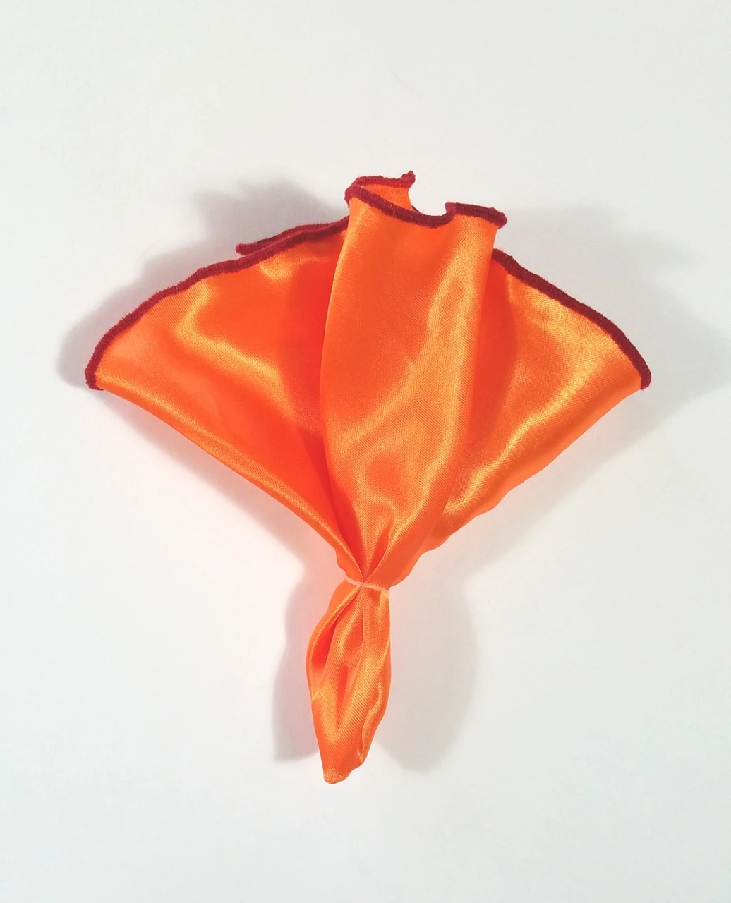 Antonio Ricci 2-in-1 Pouf Round Pocket Square - Red On Orange 5 Antonio Ricci 2-in-1 Pouf Round Pocket Square - Red On Orange - Image 3
