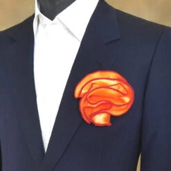 Antonio Ricci 2-in-1 Pouf Round Pocket Square - Red On Orange 8 Antonio Ricci 2-in-1 Pouf Round Pocket Square - Red On Orange -Fashion Formal Wear Store red 5 78879.1619808151