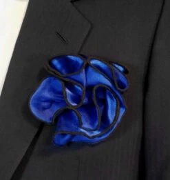 Antonio Ricci 2-in-1 Pouf Round Pocket Square - Black On Royal Blue 11 Antonio Ricci 2-in-1 Pouf Round Pocket Square - Black On Royal Blue -Fashion Formal Wear Store royala 48206.1634929581