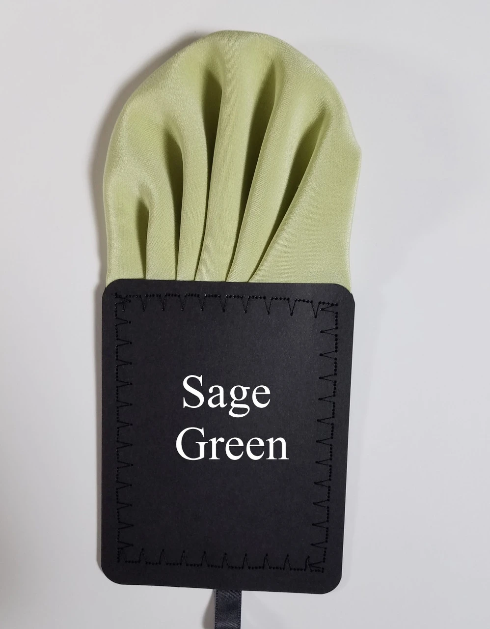 Sage Green 100% Silk Pre-Folded Pocket Square Insert 5 Sage Green 100% Silk Pre-Folded Pocket Square Insert - Image 3
