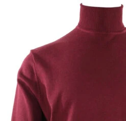 Bassiri Turtle-Neck Cotton Blend Knit Long Sleeve Sweater - Burgundy -Fashion Formal Wear Store turtle 631 burgungy 631 orig 2 68169.1600967869