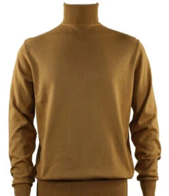 Bassiri Turtle-Neck Cotton Blend Knit Long Sleeve Sweater - Gold