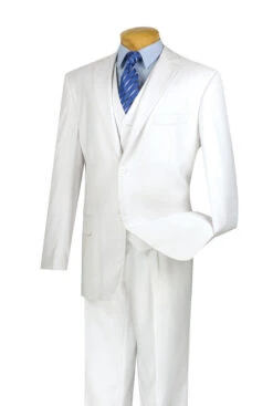 Vinci 2-Button Classic Suit With Vest - White