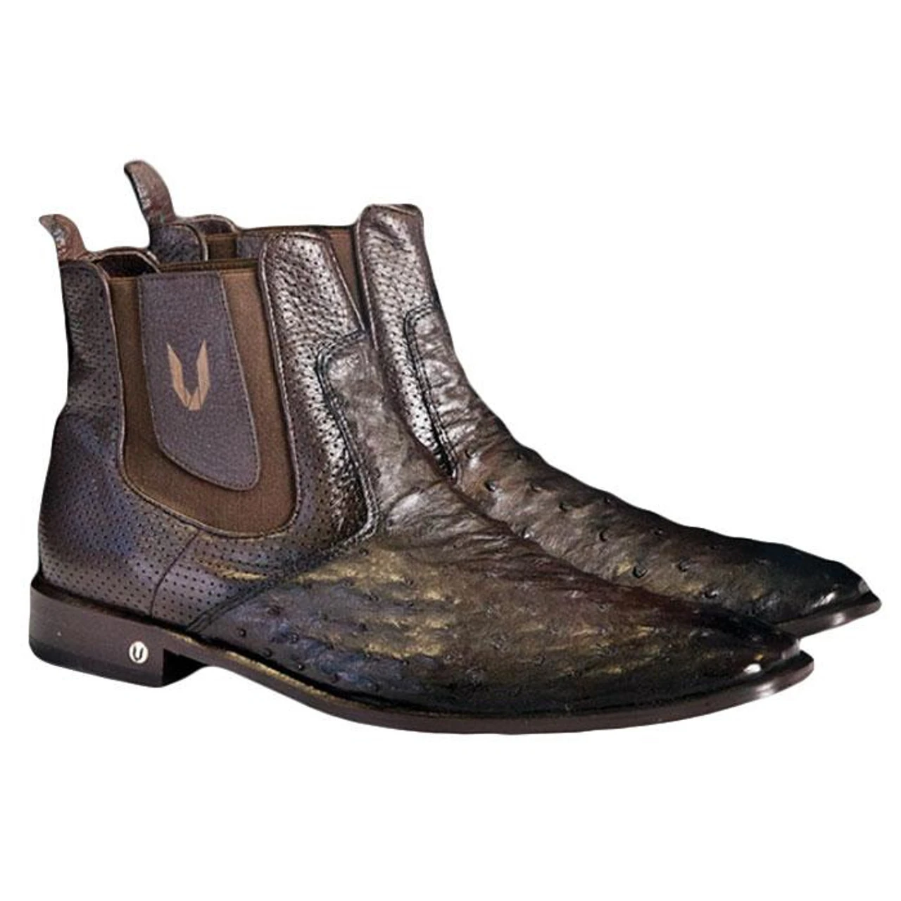 Vestigium Faded Toning Genuine Ostrich Quill & Calf Ankle Dress Boot 5 Vestigium Faded Toning Genuine Ostrich Quill & Calf Ankle Dress Boot - Image 3