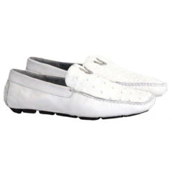 Vestigium Genuine Ostrich Quill & Calf Moc Driver Loafer -Fashion Formal Wear Store vestigium ostrich loafers white 2 700x 67622.1611017284