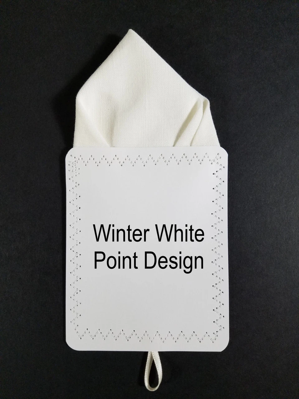 Men's Winter White 100% Linen Pre-Folded Pocket Square Insert - Point Design 7 Men's Winter White 100% Linen Pre-Folded Pocket Square Insert - Point Design - Image 5