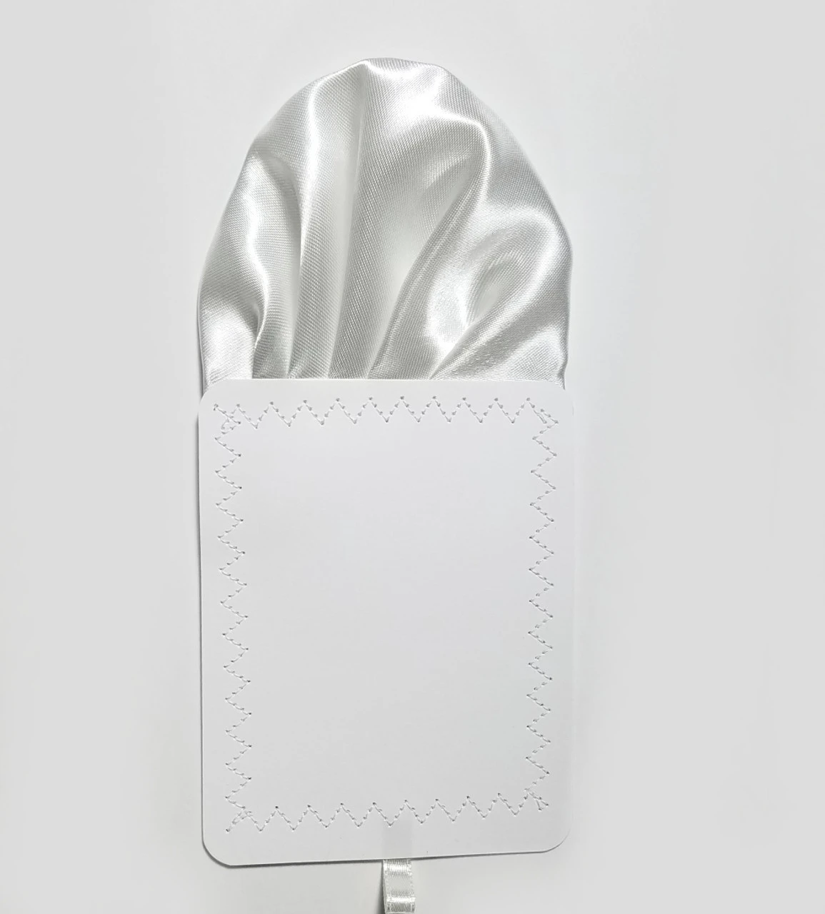 White Satin Pre-Folded Pocket Square Insert 5 White Satin Pre-Folded Pocket Square Insert - Image 3