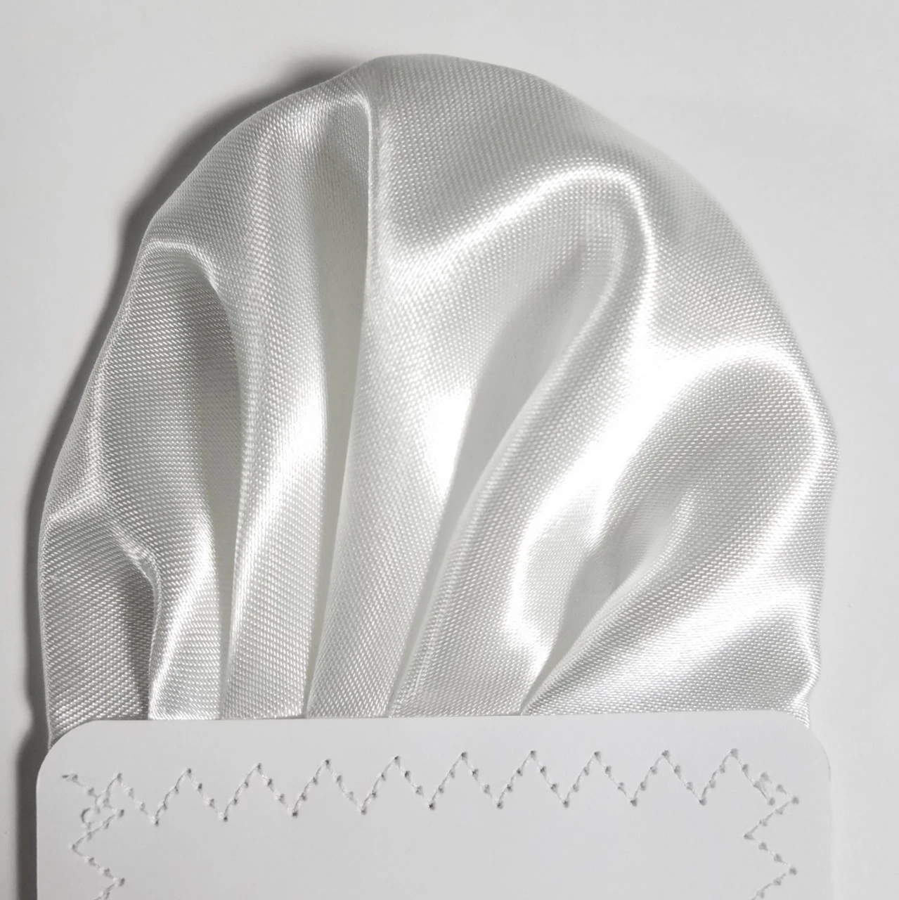 White Satin Pre-Folded Pocket Square Insert 6 White Satin Pre-Folded Pocket Square Insert - Image 4