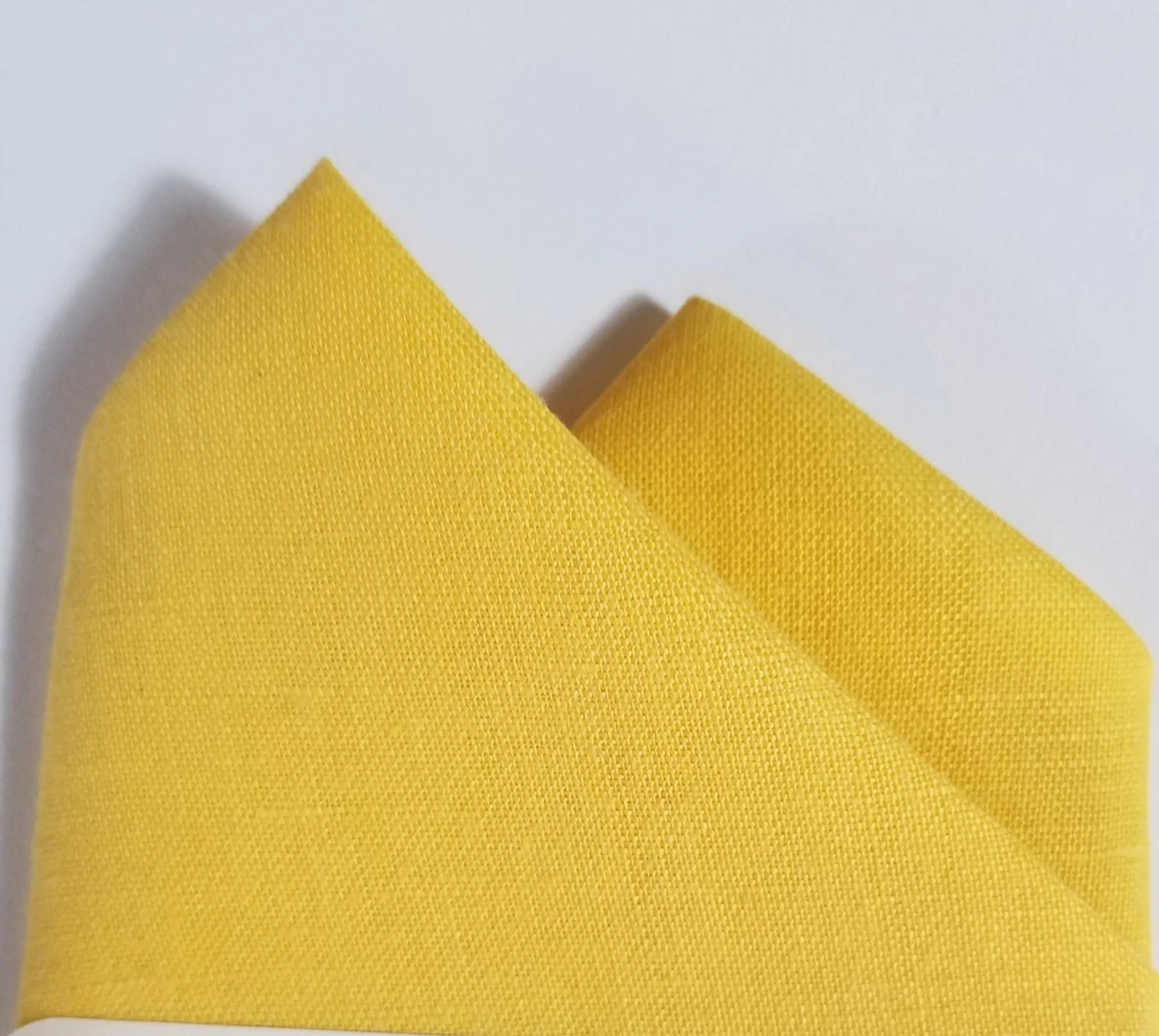 100% Linen Pre-Folded Pocket Square Handkerchief Insert - Yellow 2 Point 6 100% Linen Pre-Folded Pocket Square Handkerchief Insert - Yellow 2 Point - Image 4