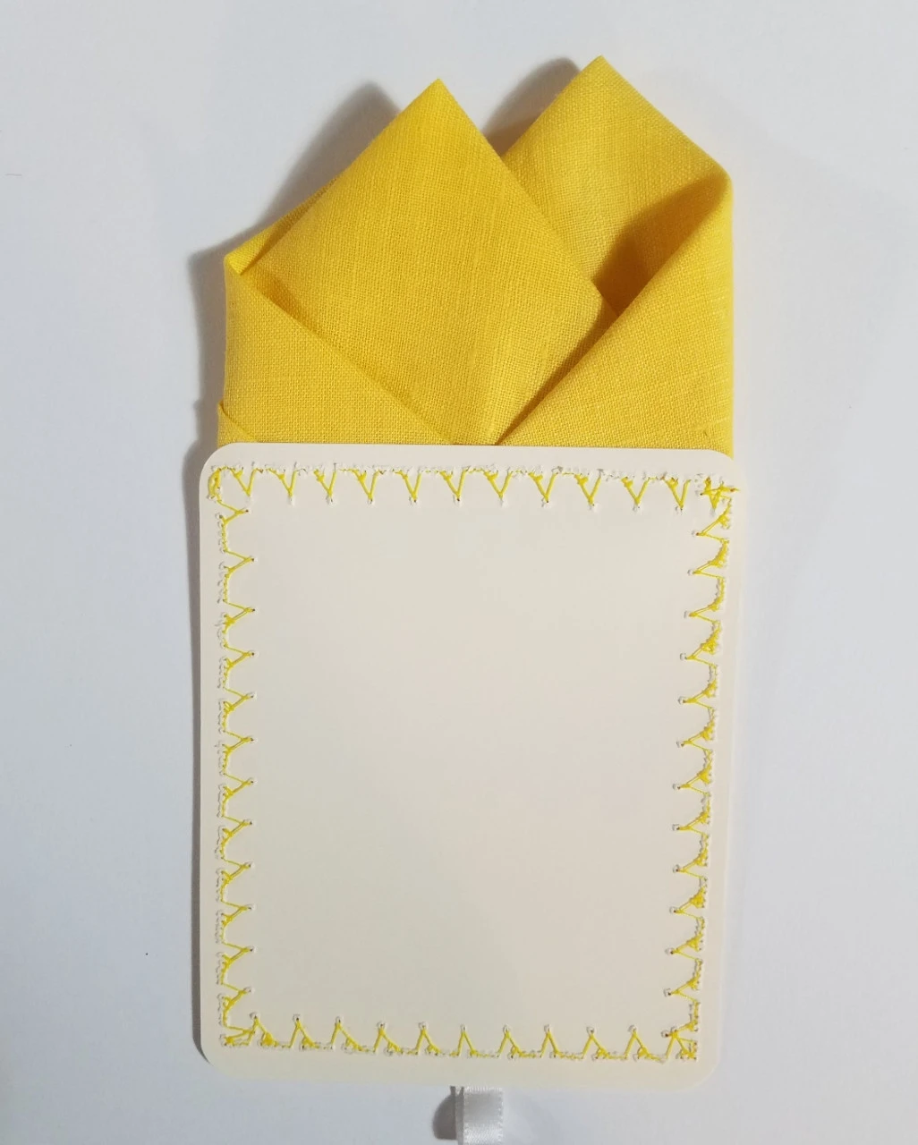100% Linen Pre-Folded Pocket Square Handkerchief Insert - Yellow 2 Point 8 100% Linen Pre-Folded Pocket Square Handkerchief Insert - Yellow 2 Point - Image 6