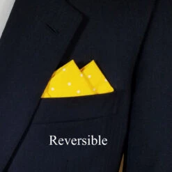 100% Cotton Pre-Folded Pocket Square Handkerchief Insert - Yellow Polka Dot -Fashion Formal Wear Store yellow dot 2 77079.1683994164