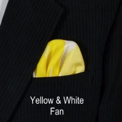 Yellow And White 100% Silk Pre-Folded Pocket Square Insert -Fashion Formal Wear Store yellow fan 3a 56289.1642015146