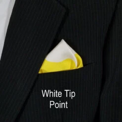 White & Yellow 100% Silk Pre-Folded Pocket Square Insert -Fashion Formal Wear Store yellow whitePoint 2a 53306.1642014948