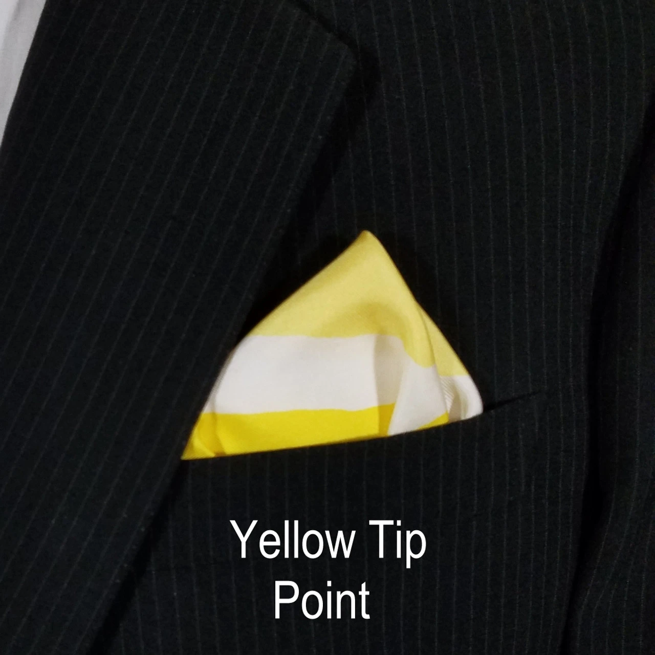 Yellow & White 100% Silk Pre-Folded Pocket Square Insert 7 Yellow & White 100% Silk Pre-Folded Pocket Square Insert - Image 5